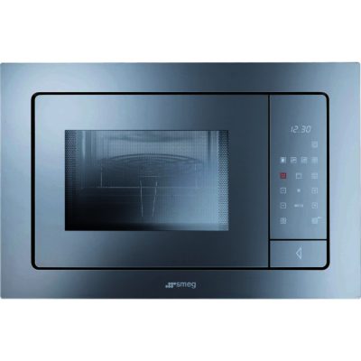 Smeg Linea FME120 Built In Microwave with Electric Grill complete with Frame in  Silver Glass